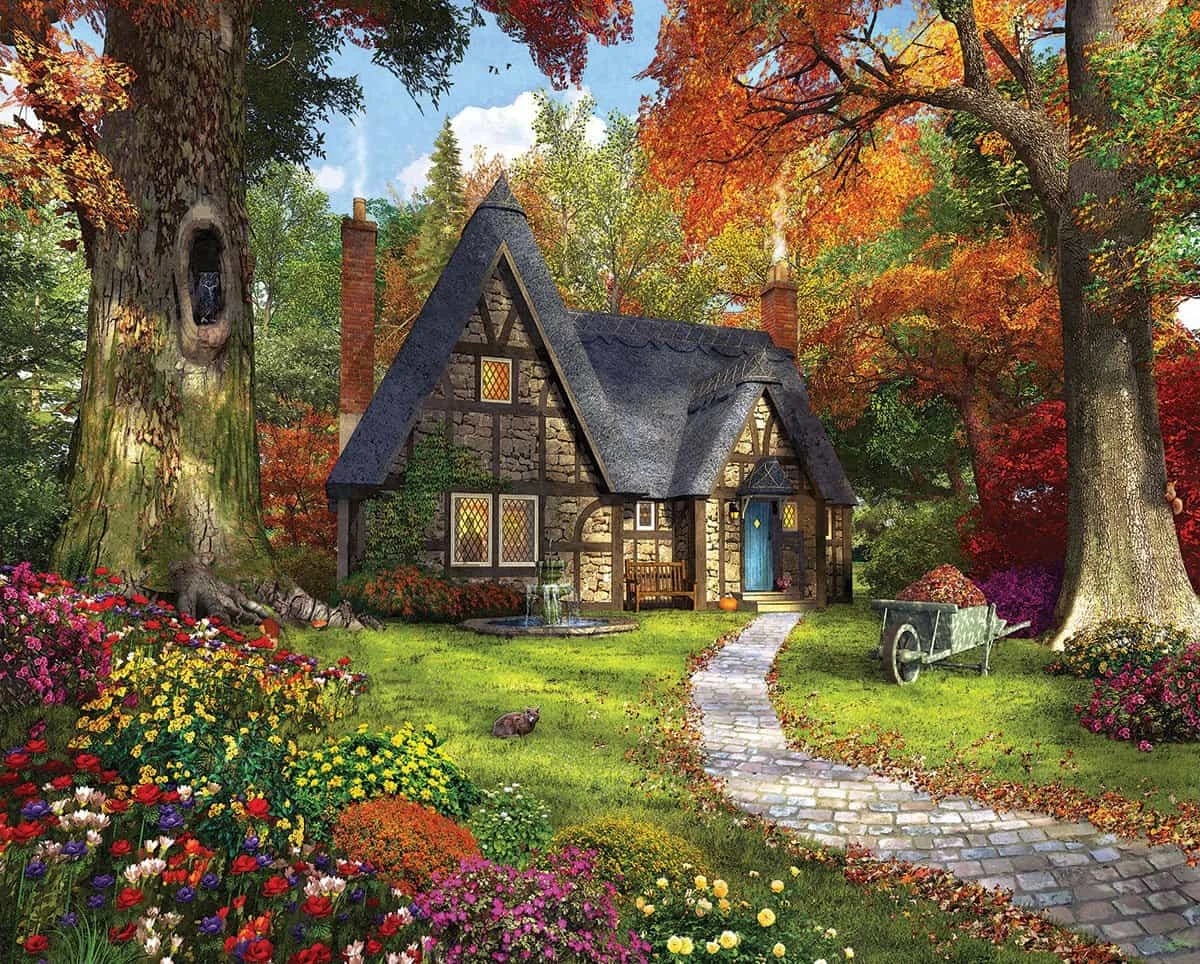 Autumn Cottage (1492pz) - 1000 Piece Jigsaw Puzzle 3 Autumn Cottage (1492pz) - 1000 Piece Jigsaw Puzzle